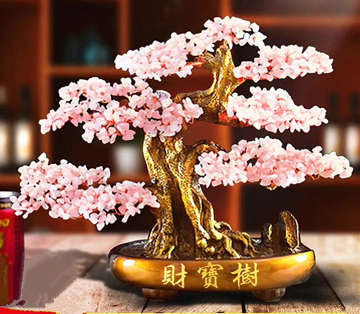 Natural topaz shake money get rich tree geomantic fortune bonsai furnishing handmade living room decoration