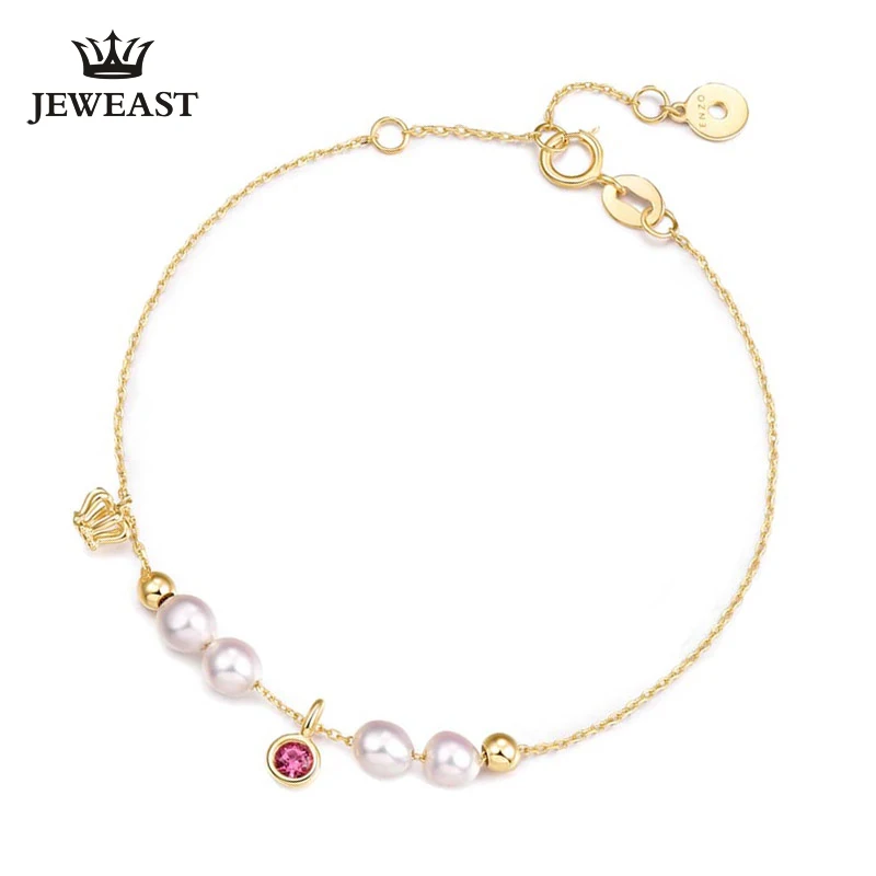 

ENZOZB Natural Pearl tourmaline 18k Pure Gold Female Bracelets Fine Jewelry Gift Girl Thin Trendy Solid 750 Real Bangle Nice