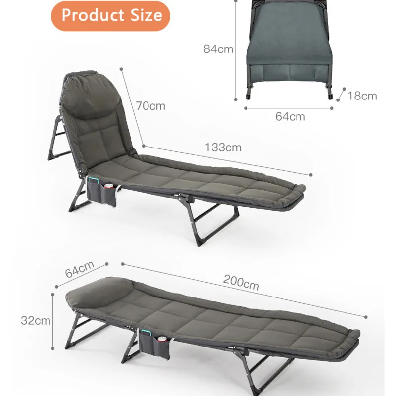 Folding Chair Recliner Outdoor Sun Lounger Recliner Chair Lunch Break Portable Folding Chair Cot Office Comfortable Tent Bed