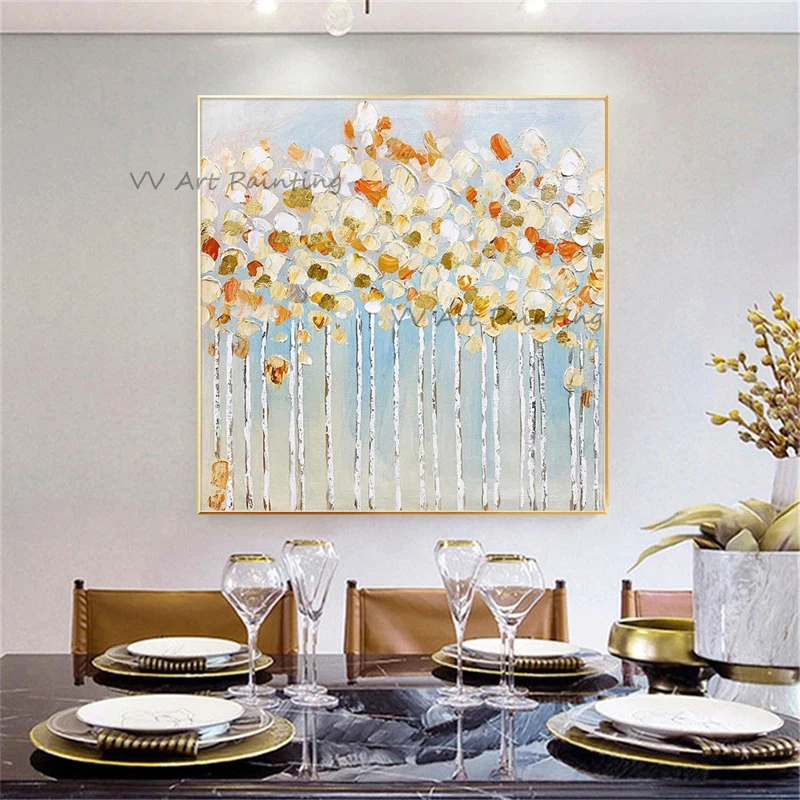 

Hand Painted Nature Oil Paintings Canvas Abstract Flower Graph Palette Knife Plant Decor Wall Interior Decor for Living Room