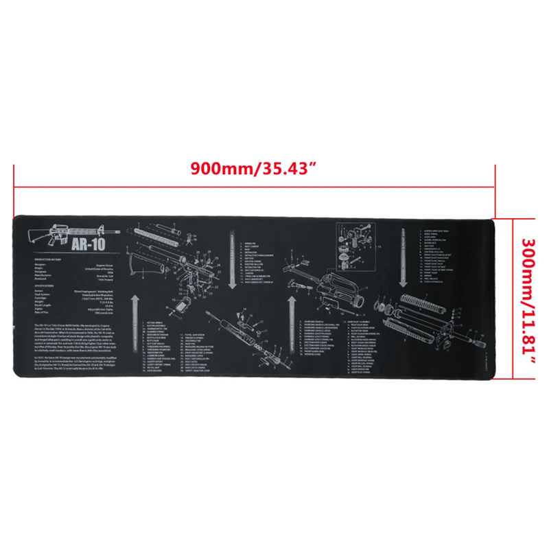 AR-10 MP5 1894 Gloc SKS Gun Cleaning Rubber Mat Non-Slip Cleaning Mat with Parts Diagram and Instructions Armorer Bench Mat