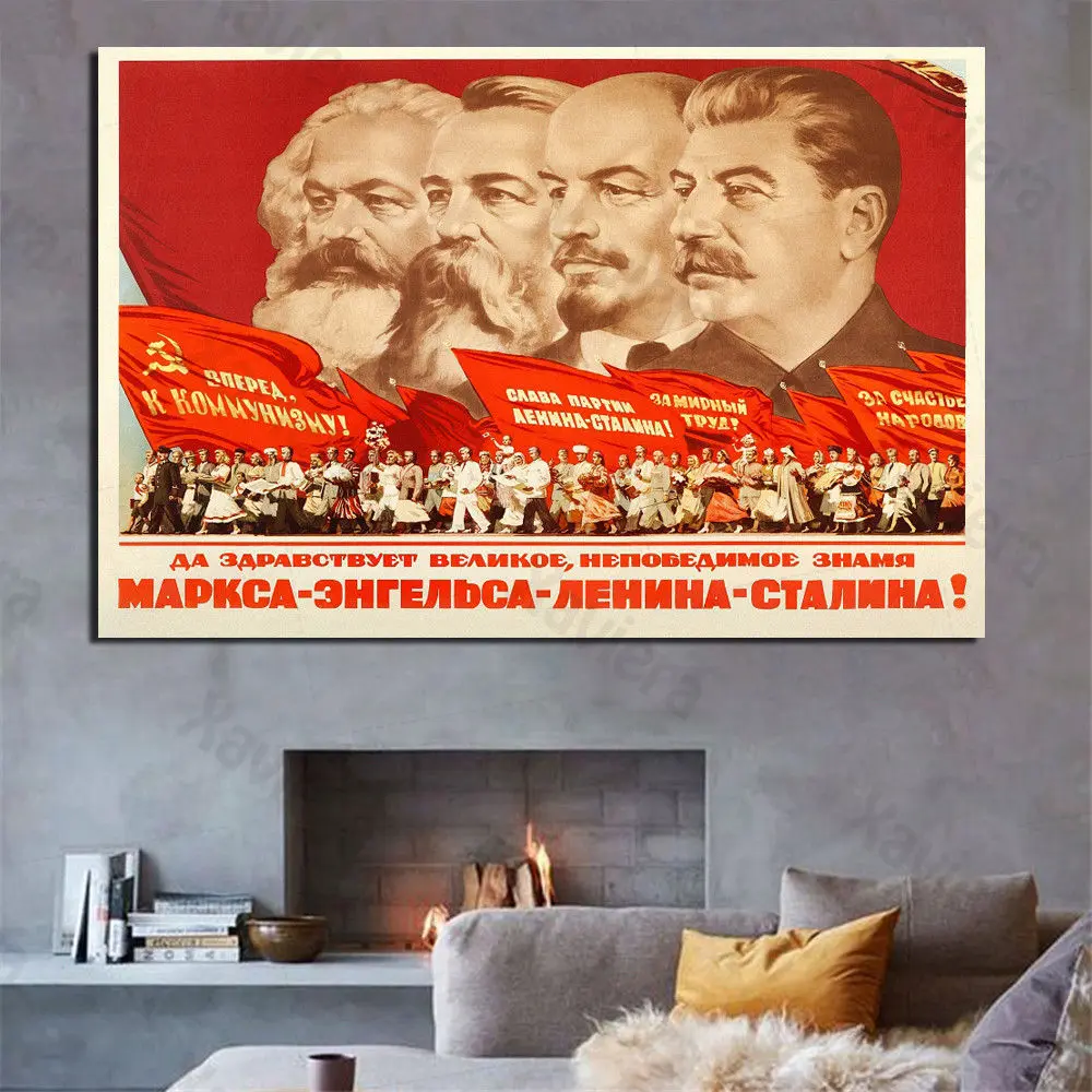 

Communism Poster Marx Engels Lenin Stalin Friedrich Art Picture Canvas Painting On The Wall Home Decoration Office Living Room