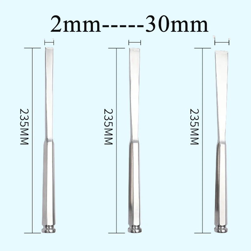 Pet Orthopedic Instruments Osteotome Stainless Seel Flat 2mm To 30mm Width 235mm Length Clinic Supplies Anti-rust