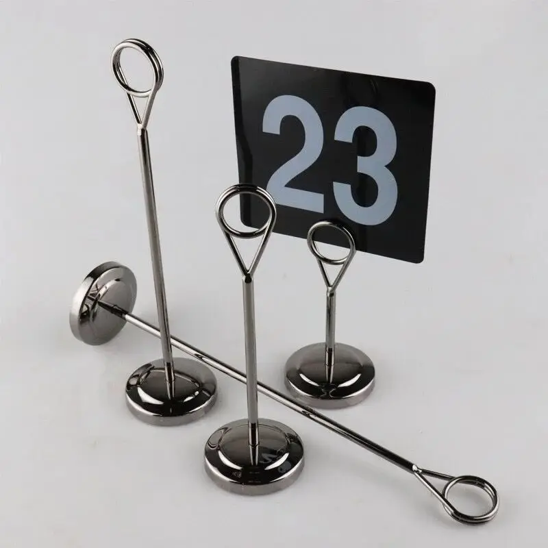 

Stainless Tabletop Menu Holder Harp-Clip Wedding Table Number Recipe Picture Photo Holder Place Card Holder