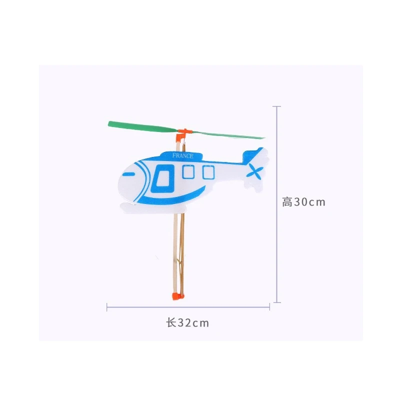 Modelo de helicóptero ensamblado DIY, banda de goma, avión planeador de potencia, rompecabezas para niños, juguetes de costura, Color aleatorio