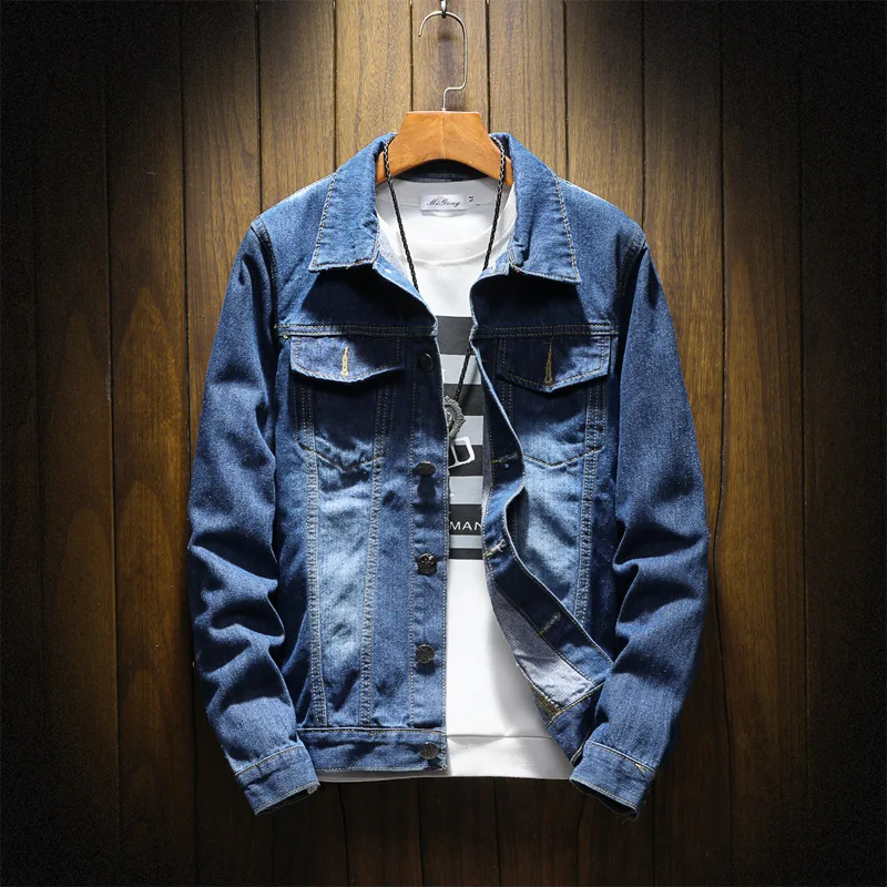 

Men's Jeans Slim Fit Denim Jacket Jeans Ins Tide Fashion Brand Tooling Retro Handsome Men's Cowboy Denim Jacket Men's Coat