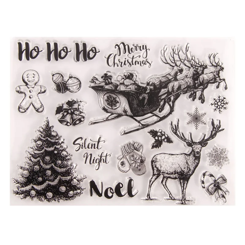 1pc Christmas Deer Transparent Clear Silicone Stamp Seal Cutting DIY Scrapbook Rubber Coloring Embossing Diary Decor Reusable