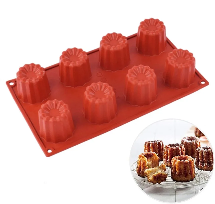 1pcs 8 Holes Caneles Silicone Mold Muffin Cupcake Baking Tray Bordelais Fluted Cake Pudding Mold DIY Baking Kitchen Accessories