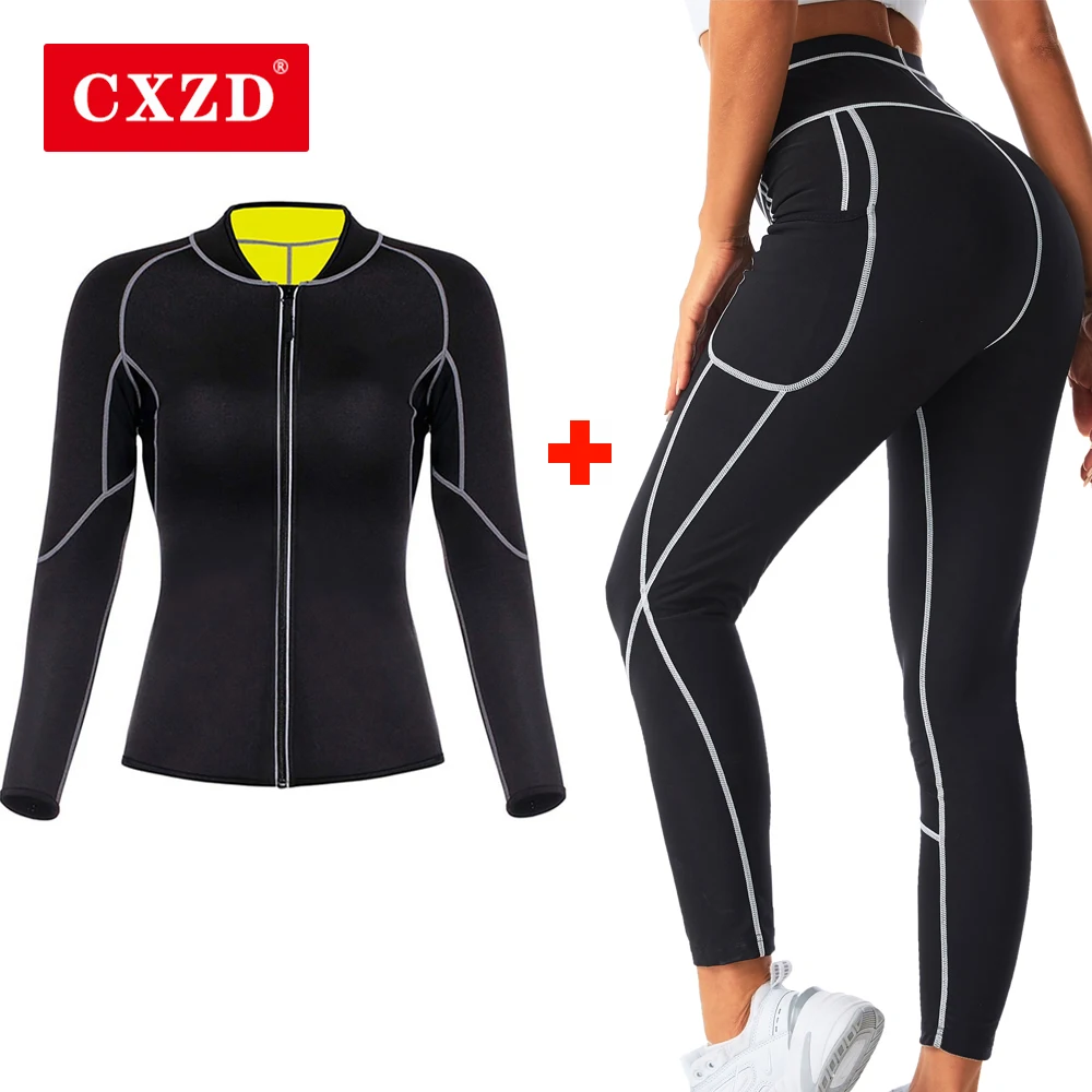 CXZD Hot Sauna Suit Sauna Sweat Pants Neoprene Suit Sweating Shapers Women Weight Loss Fat Burn Corset Body Shaper Slimming