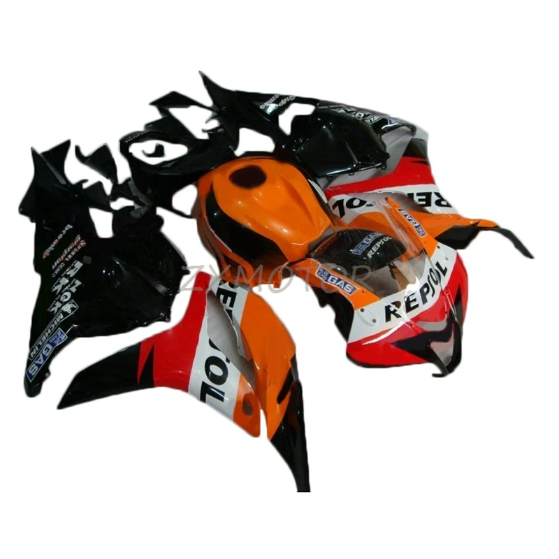 Hot Sale Injection Fairing kit for HONDA CBR 600 RR 2009 2010 2011 2012 Repsol Orange Black fairings cbr600rr 09 10 11 12 FK04