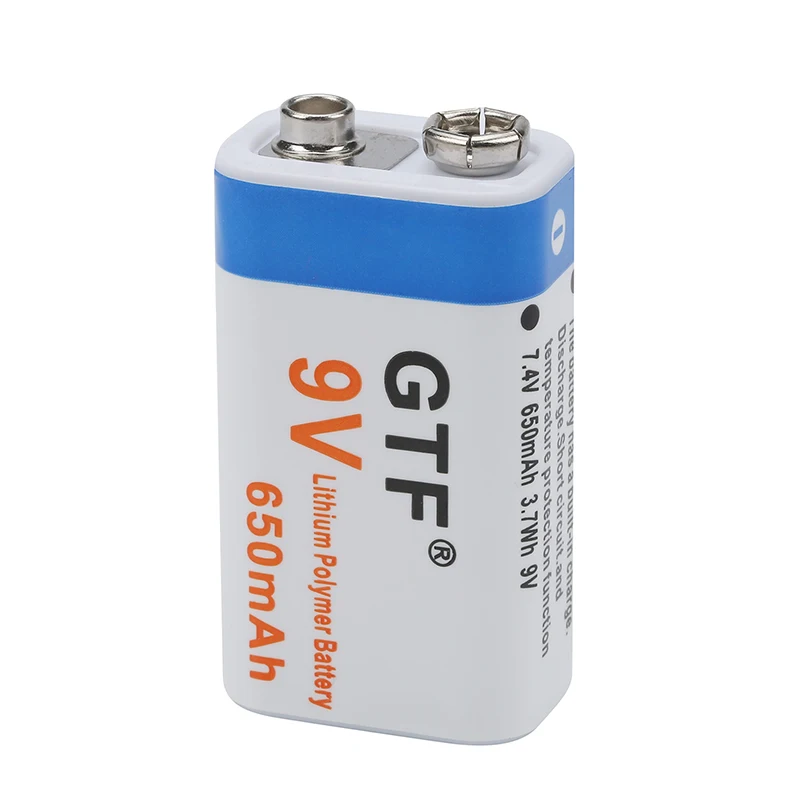 

GTF Original 9V 500mAh 650mah 100% capacity Rechargeable battery li-ion polymer battery EU/US plug 9v battery charger