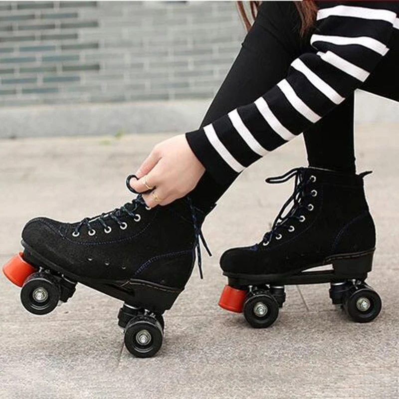 Patins à roulettes double nucleWheel pour hommes et femmes, patins à roues alignées, baskets noires pour adultes, 4 roues, 2 façades