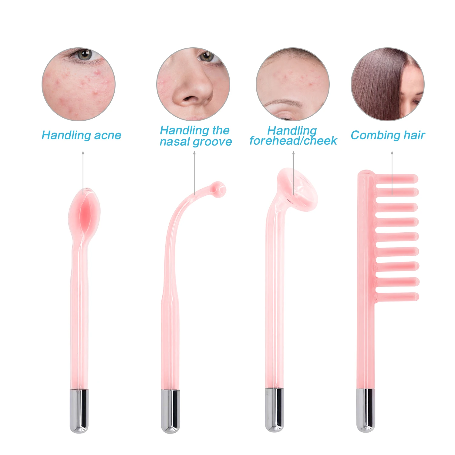 4 In 1 High Frequency Electrode Wand Electrotherapy Glass Tube Beauty equipment Acne Spot Remover Facial Skin Care Spa