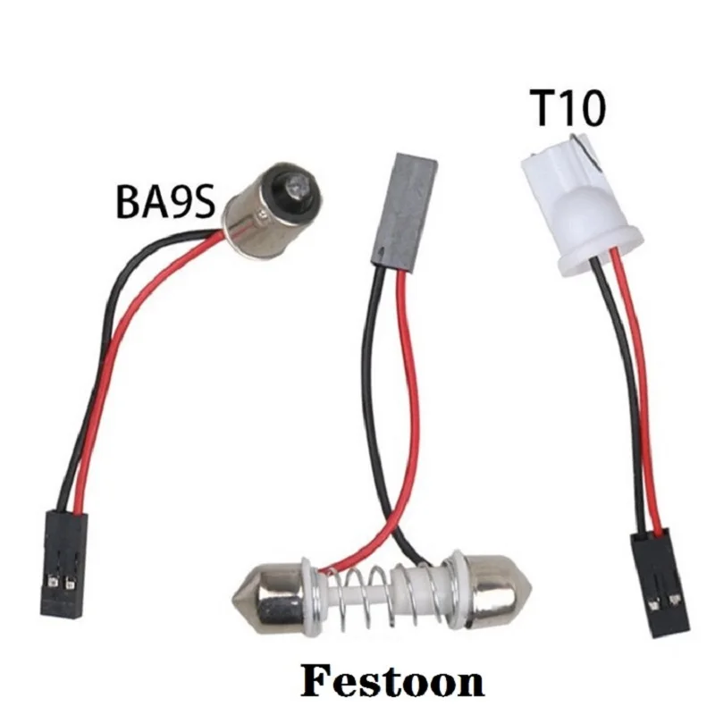 Auto T10 Festoon 5050 48/24/15/12 SMD Panel light Super white BA9S T10 12V Car LED Reading Dome Trunk lamp bulb 3 Adapter Base