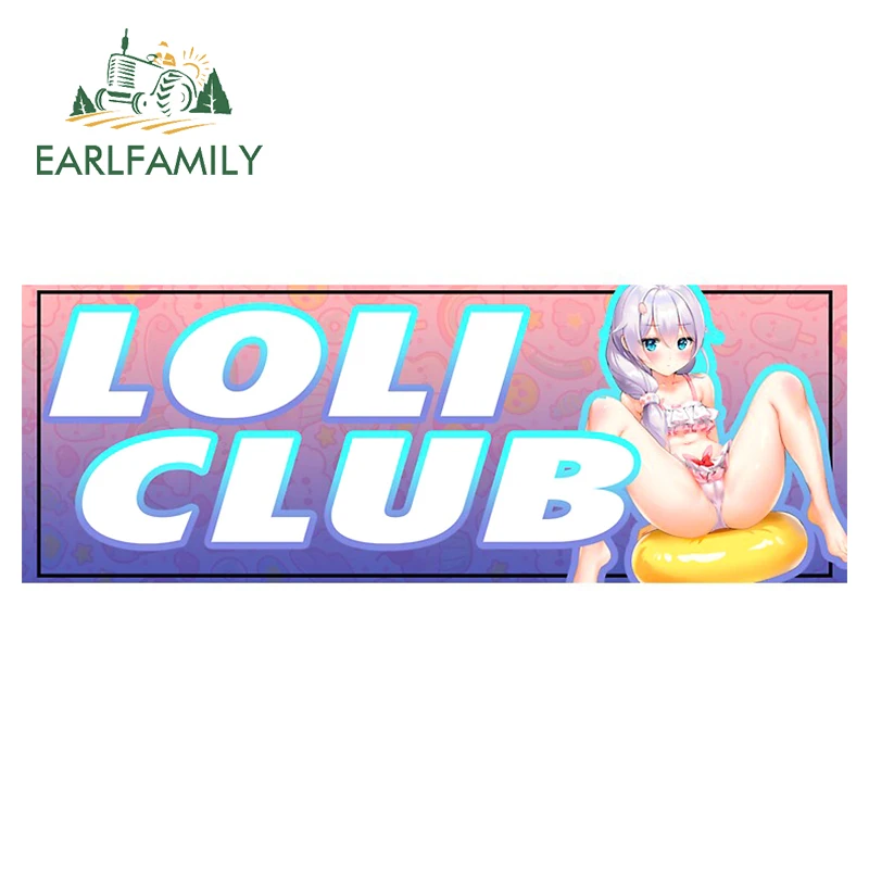 EARLFAMILY 13cm x 5cm For Loli Club Waterproof Vinyl Car Stickers Auto Air Conditioner Bumper Decal Sunscreen Car Door Protector