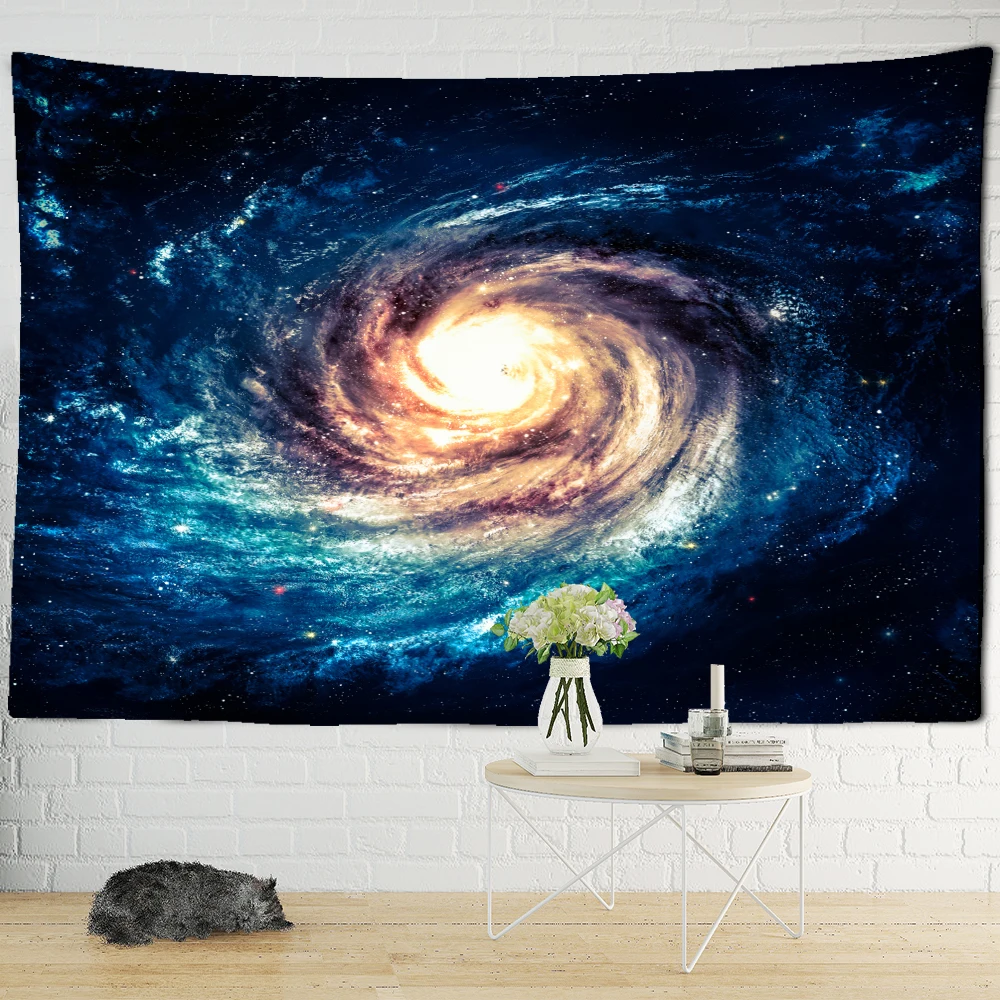 Lahasbja Galaxy Tapestry Blue Starry Sky Tapestry Universe Space Tapestries Wall Hanging Psychedelic Mysterious Stars For Dorm