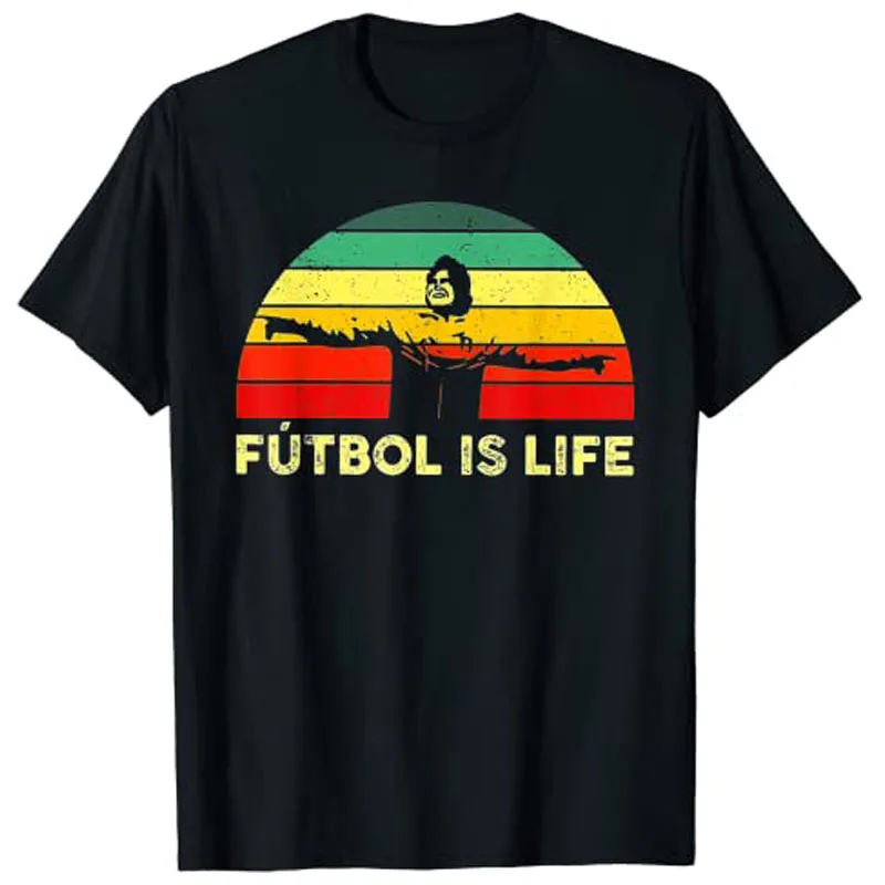 Futbol Is Life Retro Vintage T-Shirt Men's Fashion Football Sports Tee Tops Graphic T Shirts