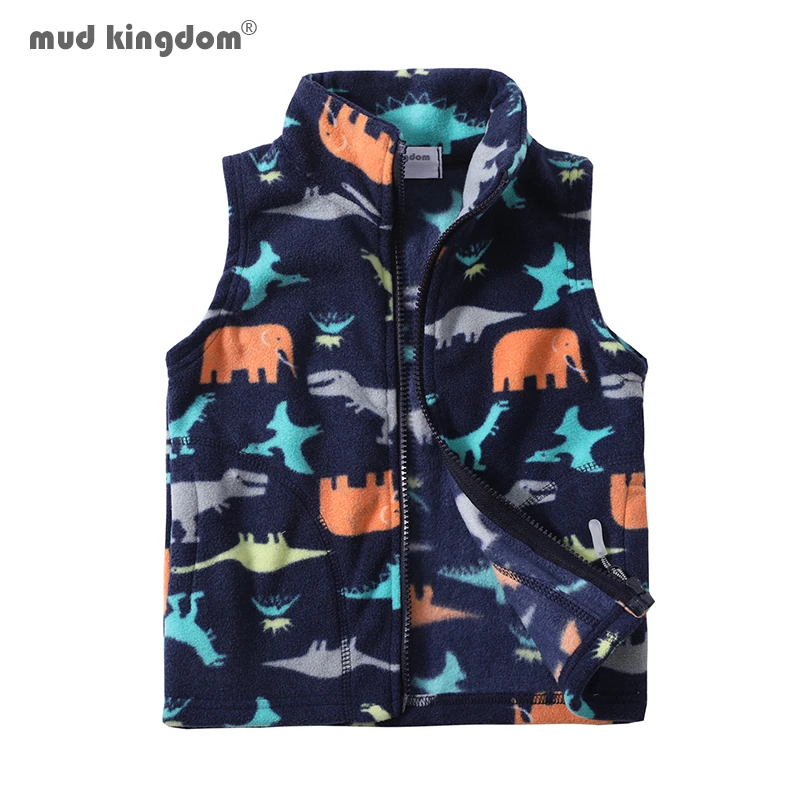 Mudkingdom Kids Vest Jackets Autumn Winter Fleece Children Outerwear Coats Lightweight Casual Cute Polka Dots Pattern Boys Girls