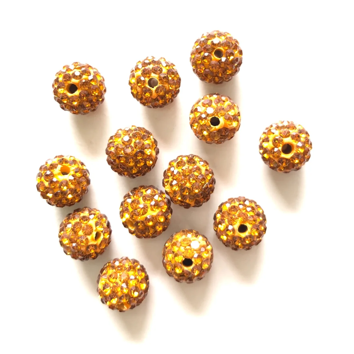 

50pcs 10mm High Quality Gold Crystal Clay Pave Rhinestone Round Disco Ball Loose Spacer Bead for Bracelet Necklace Making