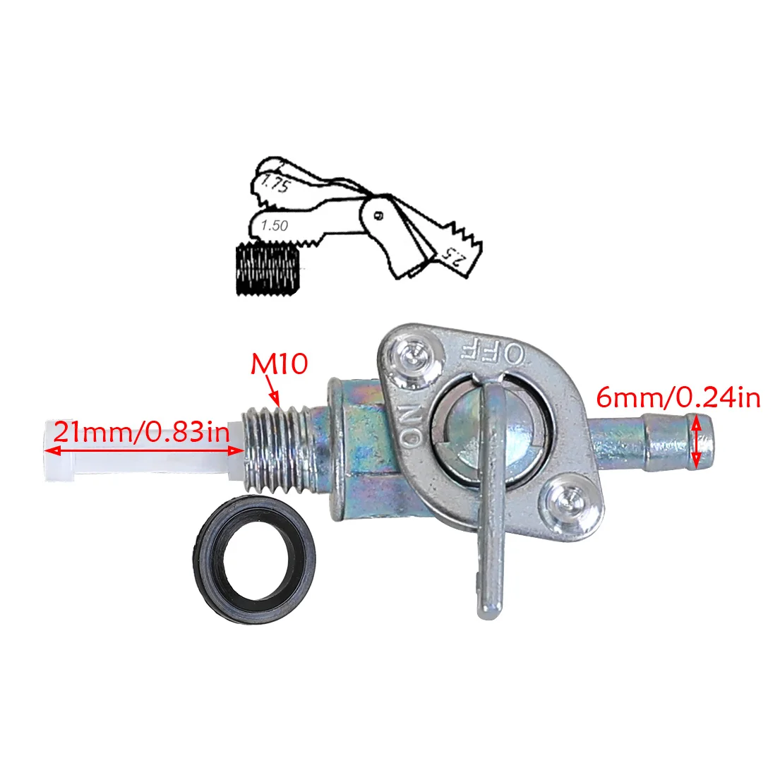 Motorcycle Scooter SUV Inline Petrol Fuel Tap On-Off Switch Valve Replacement Switch for 49cc-80cc