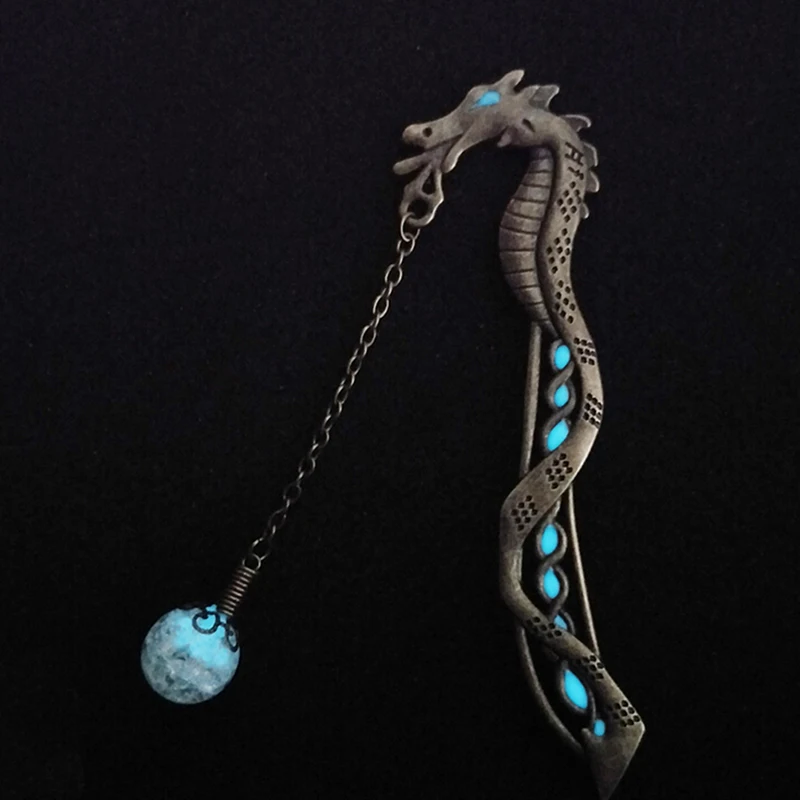 1XLuminous Notte Drago Etichetta Segnalibro Leggere Creatore Piuma Libro di Cancelleria