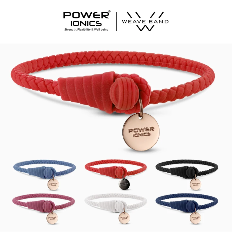 Power Ionics NEW WEAVE BAND Womens Waterproof Ions and Germanium Sports Fashion Bracelet Free Lettering Gifts