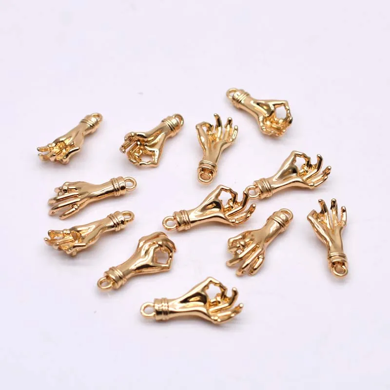 High-quality Metal Alloy Gold Color Charms OK Hand Charms Pendants For Jewelry Making Findings DIY Necklace Bracelet Accessaries