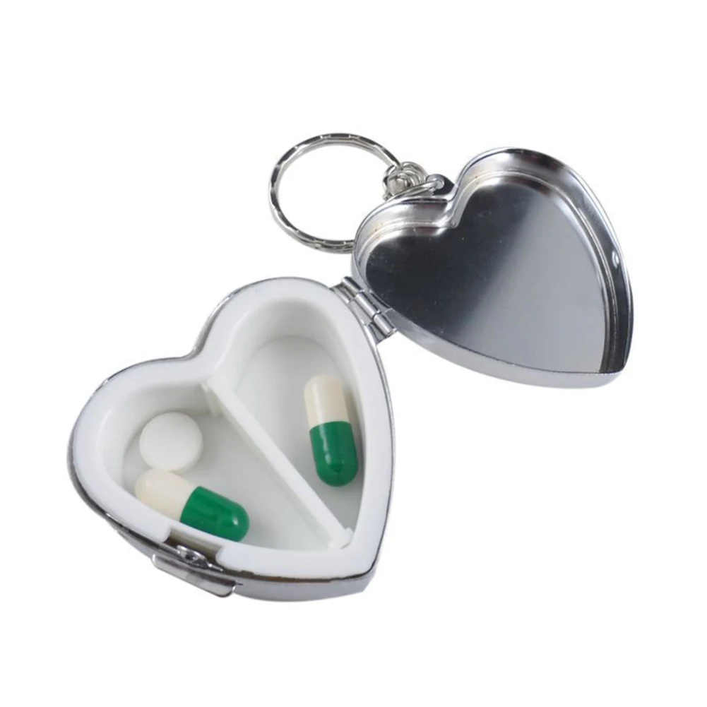 Waterproof Metal Medicine Pill Box Case Storage Drug Organizer Heart Round Tablet Pillbox Container Stash Holder Hot