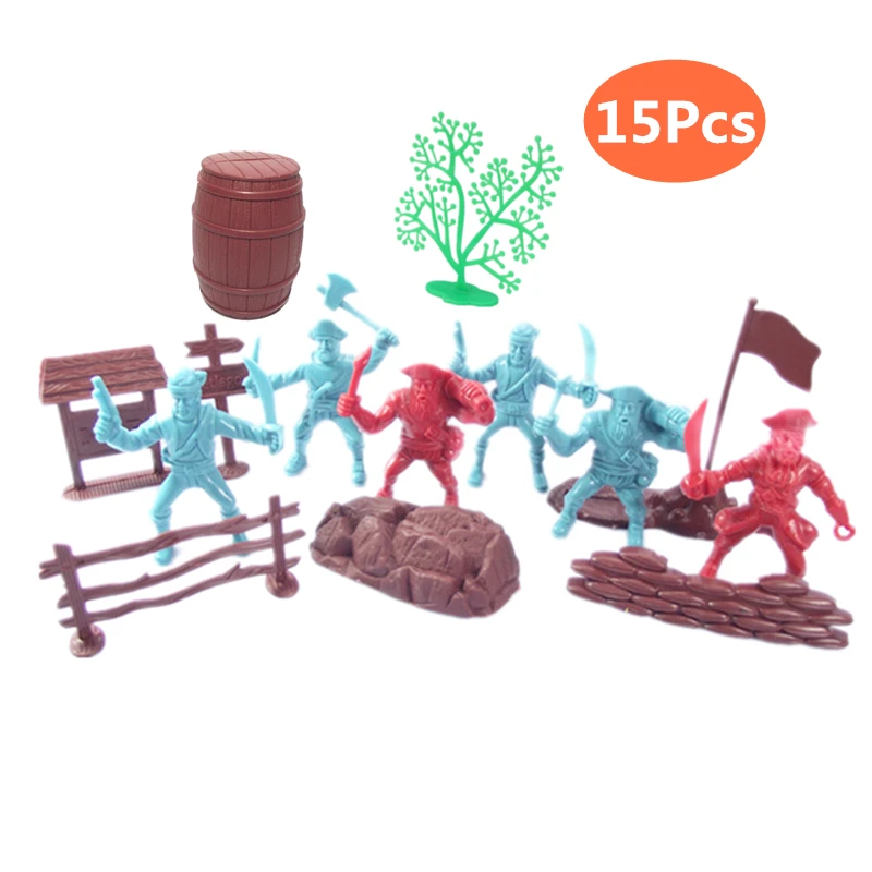 15PCS Military Pirate Soldier Plastic Toys for Children Kids Boys Model Boy's Toy Playset Soliders Game Christmas Birthday Gift