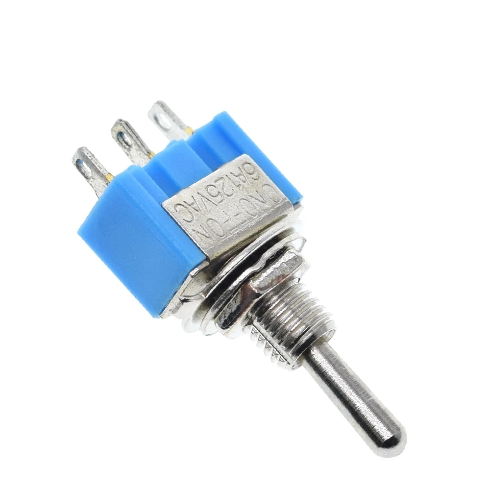 10Pcs SPDT ON/ON AC125V 6A Blu Mini 2 Posizioni 3 Spilli A Scatto Micro Interruttori A Levetta MTS-102