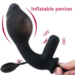 10 Modes Inflatable Dildo Vibrator Huge Big Anal Plug Vibrator Pussy Pump Anal Dilator Expandable Big Butt Plug Anal Sex Toys