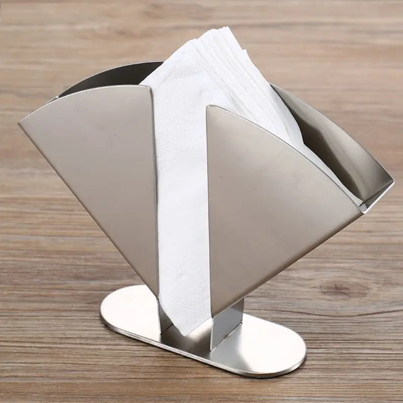 Stainless Steel Napkin Holder Paper Serviette Dispenser Vertical Decorative Tissue Rack Box for Dining Table Kitchen Countertop