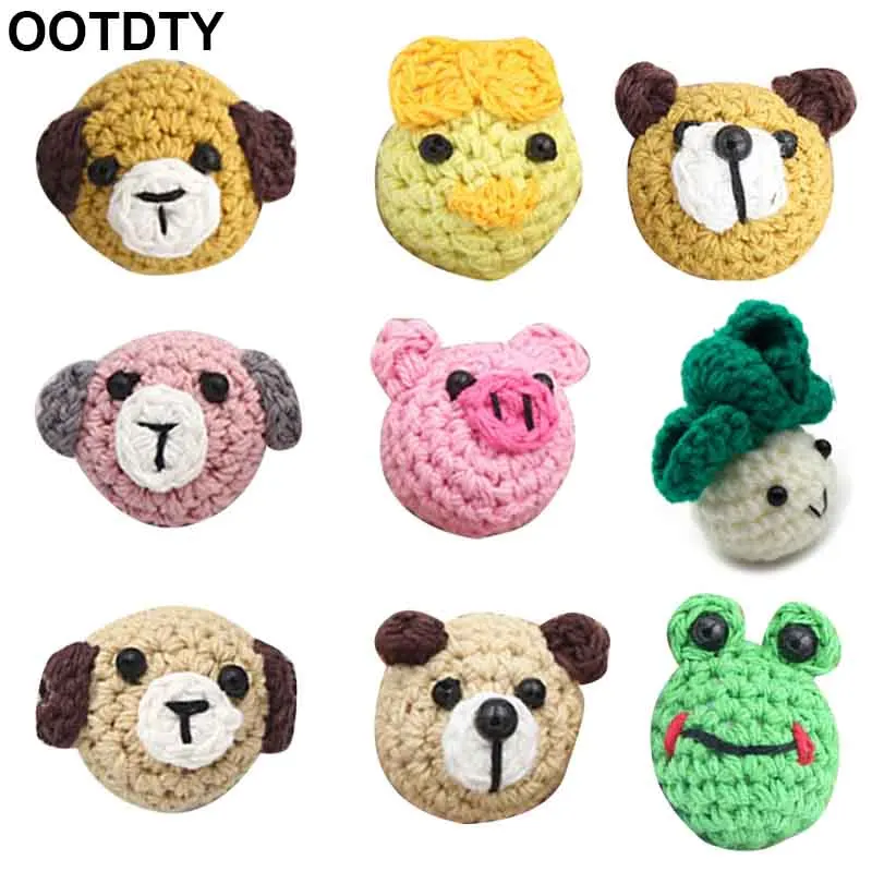 5Pcs Handmade Crochet Woolen Cabbage Animal DIY Pacifier Clip Chain Accessories Baby Teething Soother Decorations Toys