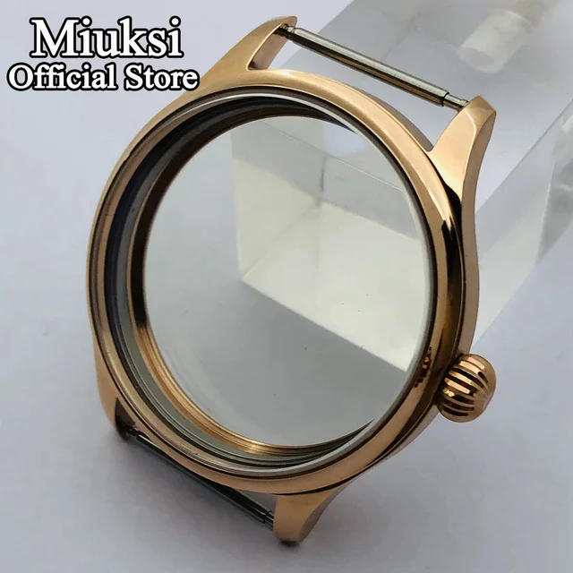 Koperta ze stali nierdzewnej Miuksi 44 mm w kolorze różowego złota pasuje do mechanizmów serii ETA 6497 6498 ST3600 ST3620 ST36
