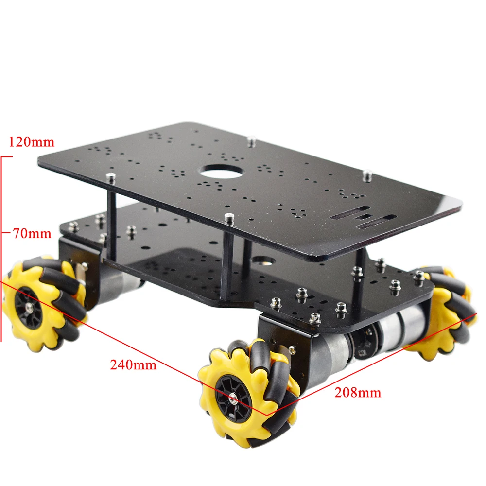 Kit de châssis de voiture robot à double châssis, roue Mecanum, moteur à courant continu avec gravure de vitesse, Ardu37Raspberry Pi DIY, charge de