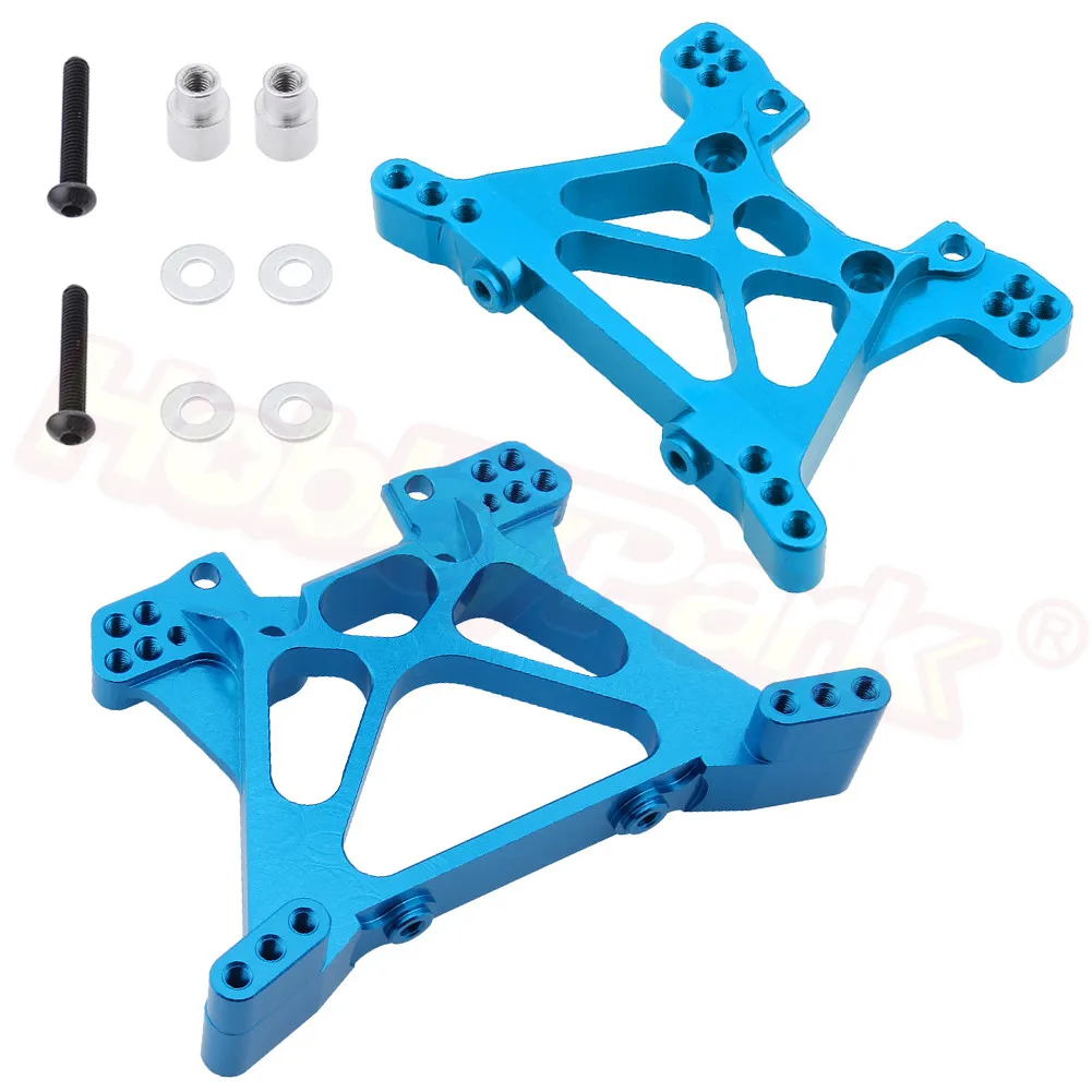 HobbyPark Aluminum Front & Rear Shock Tower Upgrade Parts for 1/10 Traxxas Slash 4x4 Replacement of Part (2-Pack) (Blue)