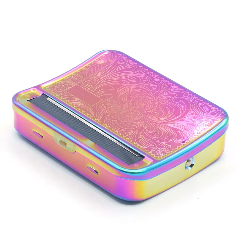 

70/78mm Metal Rolling Machine Cigarette Tobacco Roller Box Cigarette Case rainbow silver Accessories for smoking glass bong