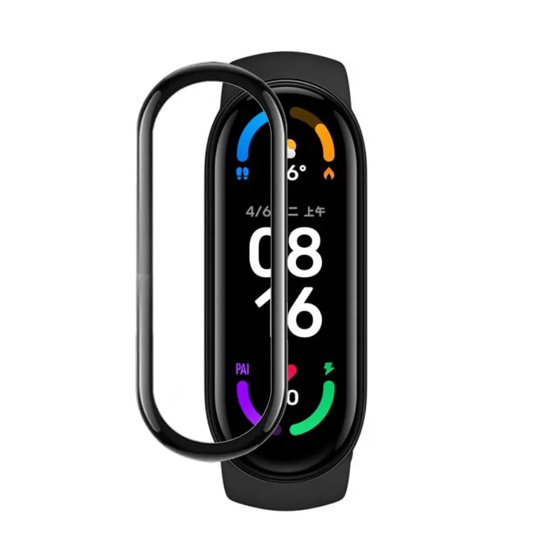 3D โค้งขอบนุ่มป้องกันฟิล์ม Smartband สำหรับ Xiaomi Mi Band 5/6 Band6 Miband6หน้าจอ LCD Protector guard