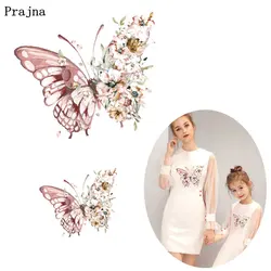 Prajna 2PCS Flower Butterfly Iron On Heat Transfers Cartoon Unicorn Owls Girls Ironing Stickers On Clothes Applique T-shirt DIY