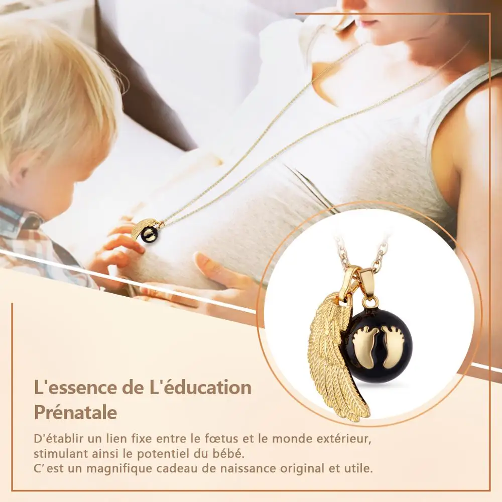 Eudora Angel Wing Baby Caller Pendant Necklace Fashion Pregnancy Ball Jewelry Chime Bola Pendants 45 inch Necklaces Jewelry Gift