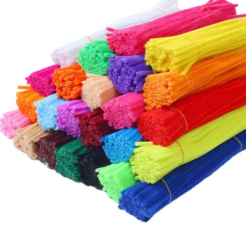 100 pçs tubo de haste de chenille criança diy brinquedos criativos varas de chenille limpadores jardim de infância educacional material artesanal tiras de pelúcia