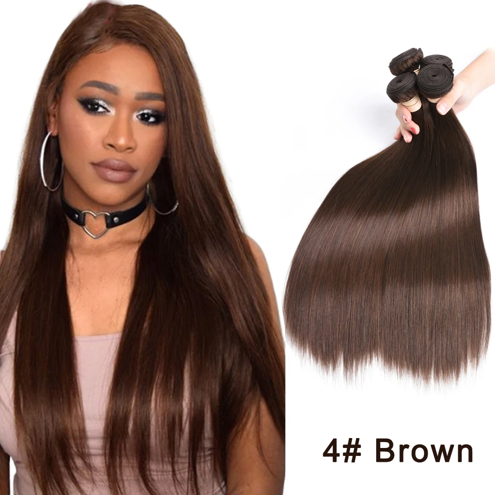 Sapphire Brown Brazilian Straight Hair Weave Bundles Ginger Highlight Human Hair Bundles 1/3/4 PCS 8-28