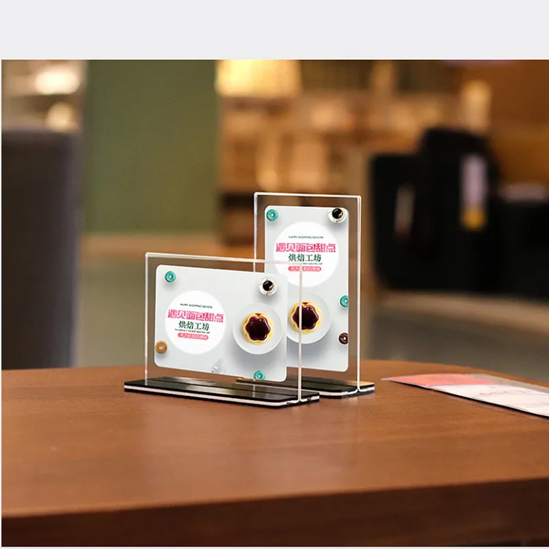 A5 T Shaped Double Sided Acrylic Photo Menu Paper Ad Poster Display Frame Acrylic Sign Holder Stand