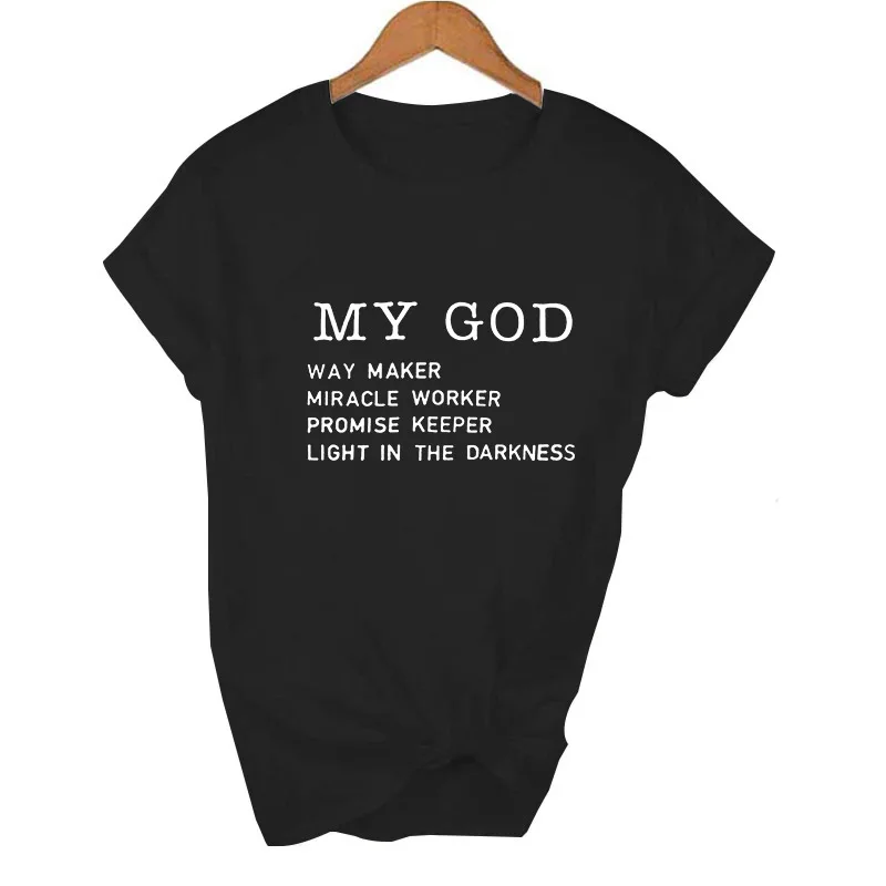 Way Maker Miracle Worker My God T-shirt Christian Women Summer Short Sleeve Woman T-shirt Faith Graphic T-shirt Top Female