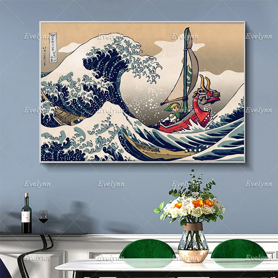 Wave Of Kanagawa Poster Gaming Gamer Game Poster Wall Art Prints Home Decor Canvas Unique Gift Floating Frame