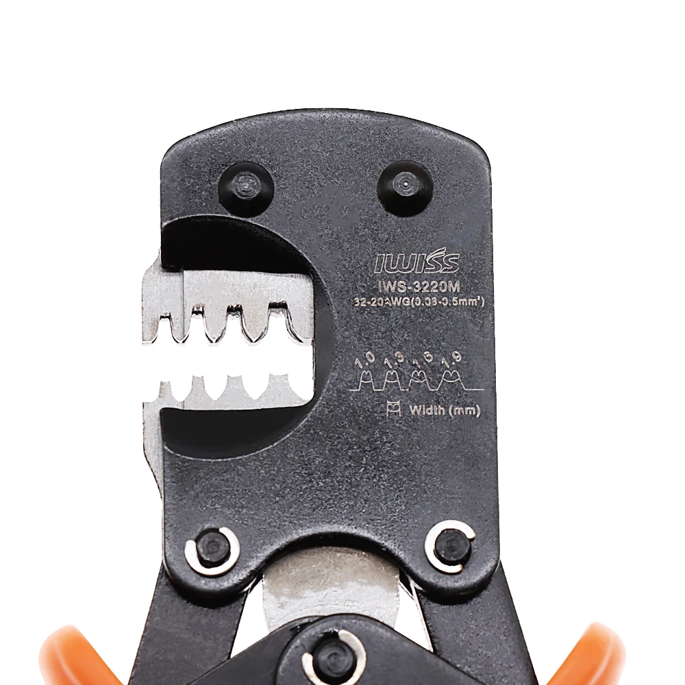 IWS-3220M Ratchet Crimping Plier 0.08-0.5mm² AWG32-20 Hand Crimper Tools for Narrow-pitch Connector Pins Crimp Range