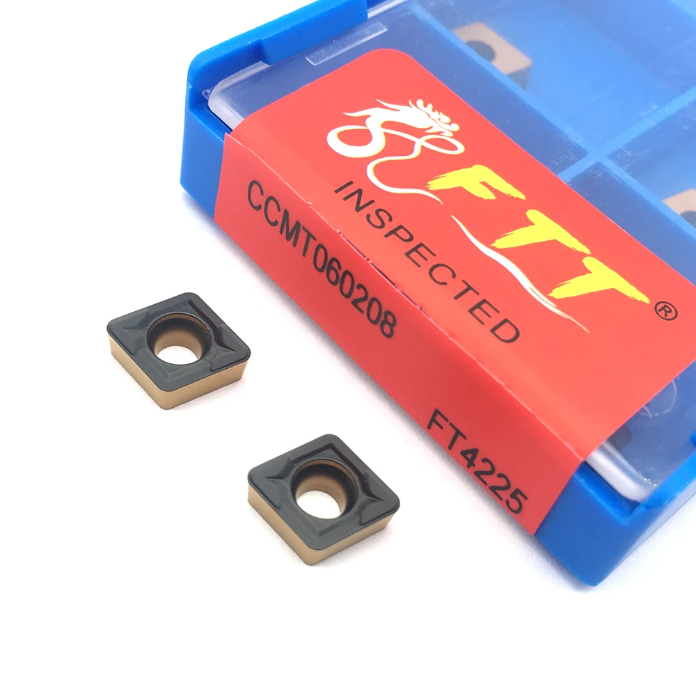 Inserções de carboneto ccmt060204, ferramentas de giro internas, lâminas de torno para aço, ccmt09t304 ccmt09t308 ccmt060208 ft4225 com 10 peças