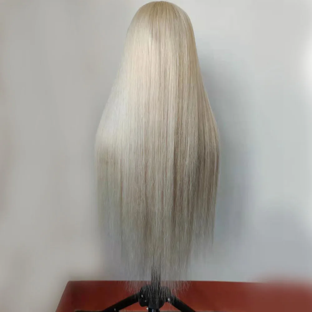 60 Ash Blonde13x5 Silk Top Lace Ftontal Wig Virgin Human European Hair Heavy Transparent Silk Base Lace Wigs Natural Hairline