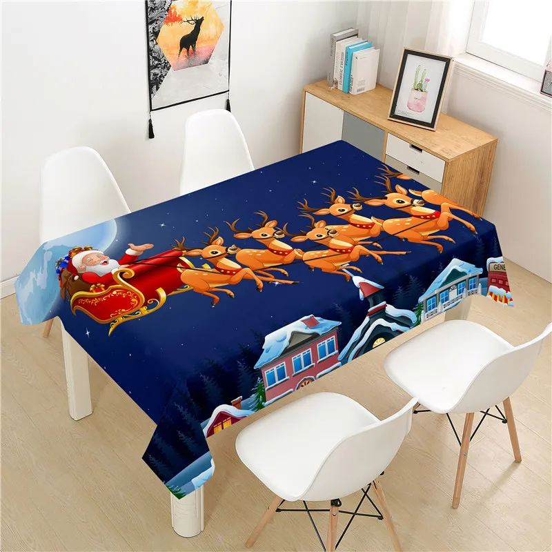 Deer Sleigh Tablecloth polyester Hotel Picnic Table Rectangular Table Covers Home Dining Tea Table Decoration