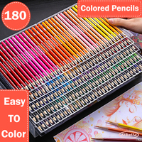 Brutfuner 48/72/120/160/180Color Professional Oil Color Pencils Wood Soft Watercolor Pencil For School Draw Sketch Art Supplies